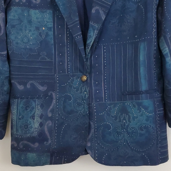 Worthington Artsy Blues & Greens Blazer Jacket 12 - Picture 3 of 10